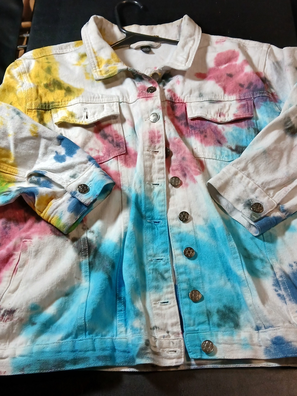 Taxi White Tie Dye Paint Button up Long Sleeve Size 3x